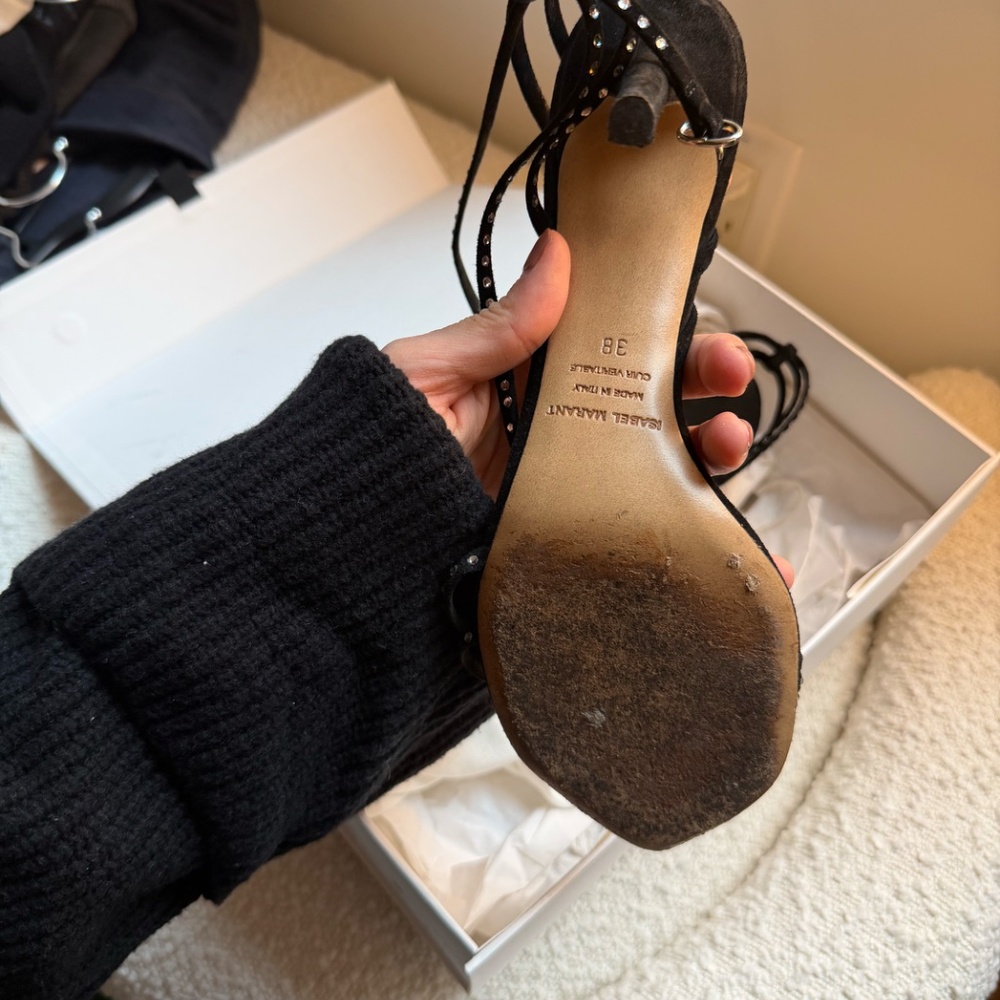 Isabel Marant Strassy Story Sandal Heels (Black) (size 38) - Picture 8 of 9